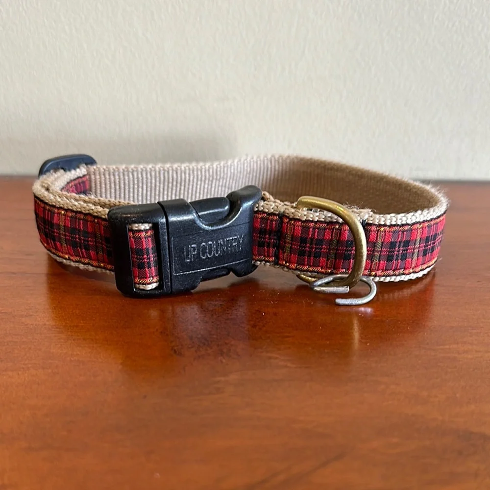 Red Plaid Large Dog Collar!